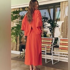 NWT Free people Orange Oversized Skirt with matching top large